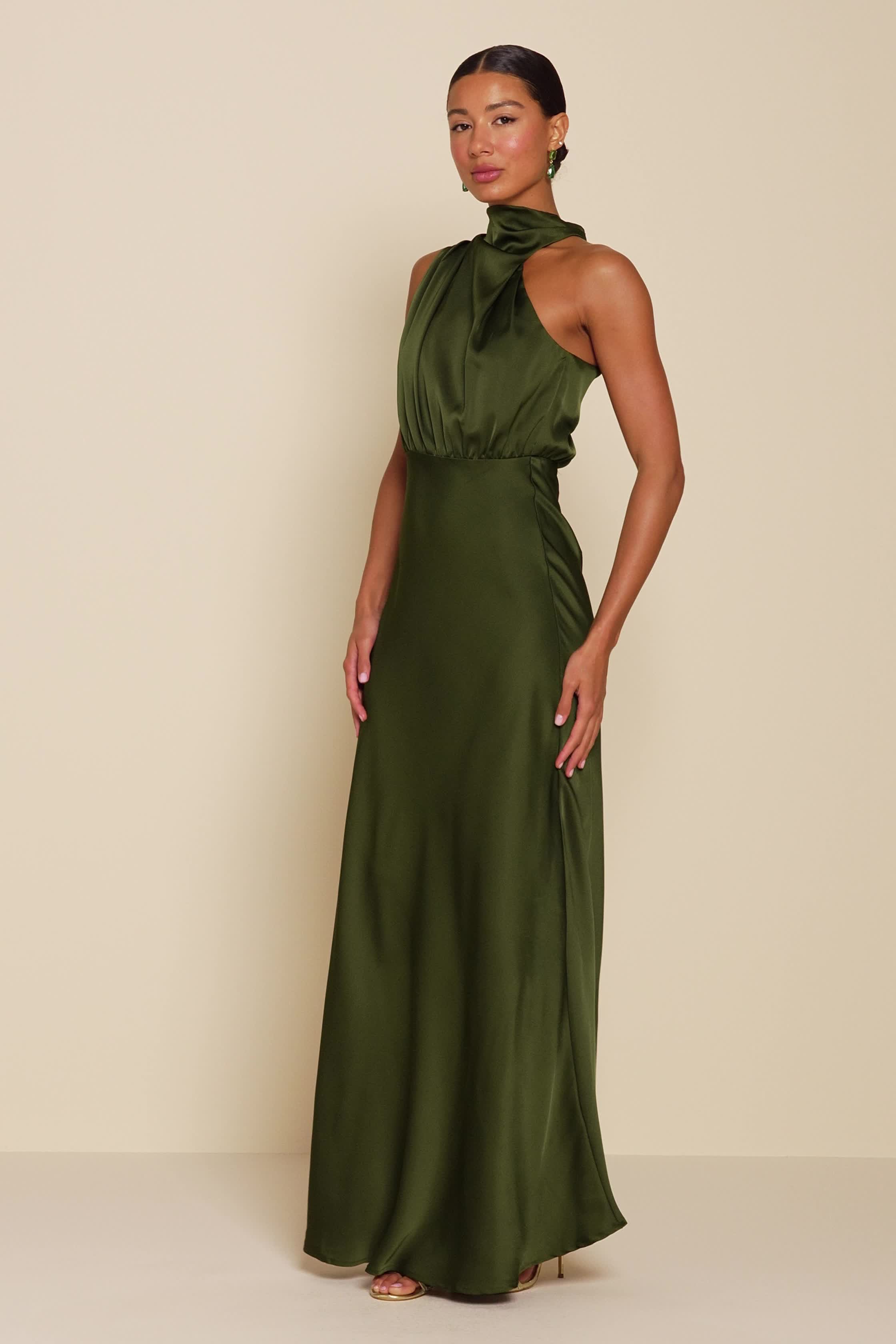 brown green dress Buy Olive Green Glitter Print Dress Online for Woman