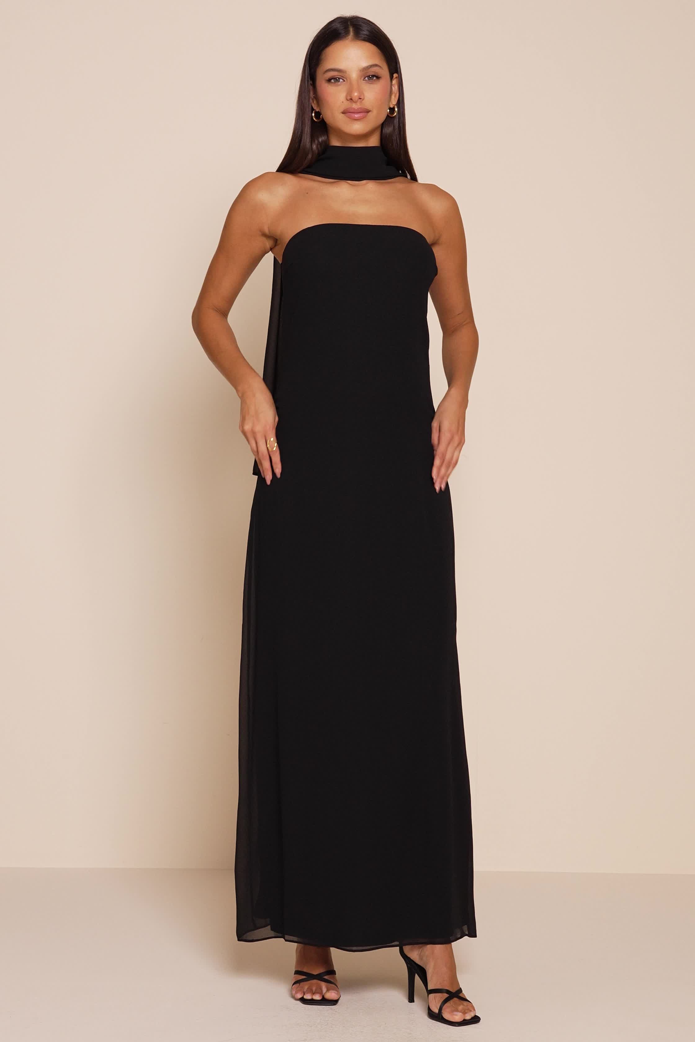 cheap strapless formal dresses Black Satin Strapless A-line With High Slit Simple Prom Dresses, CP104 –  clover sew main image 0