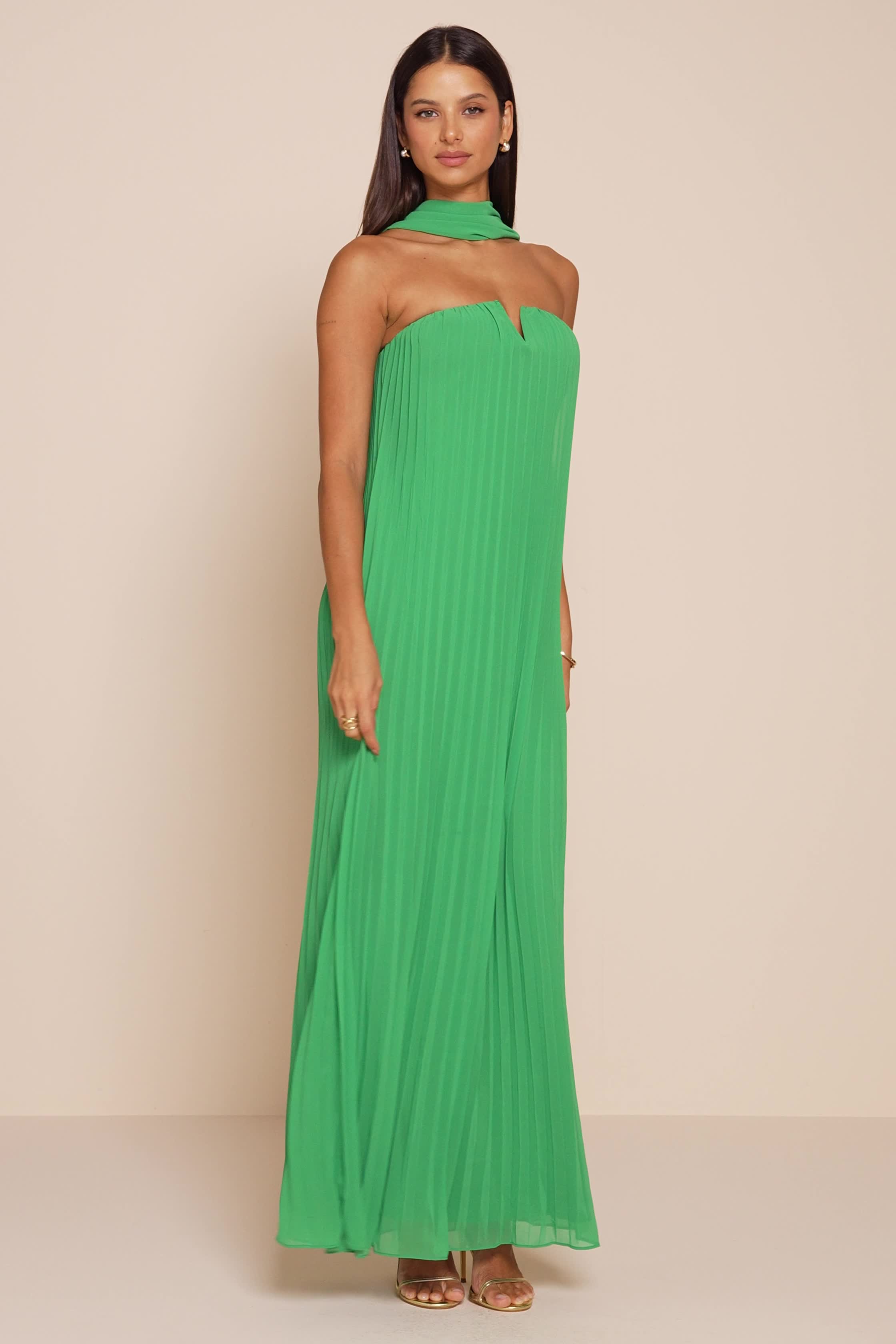 green cotton strapless dress Ally Meadow Green Cotton Linen Dress