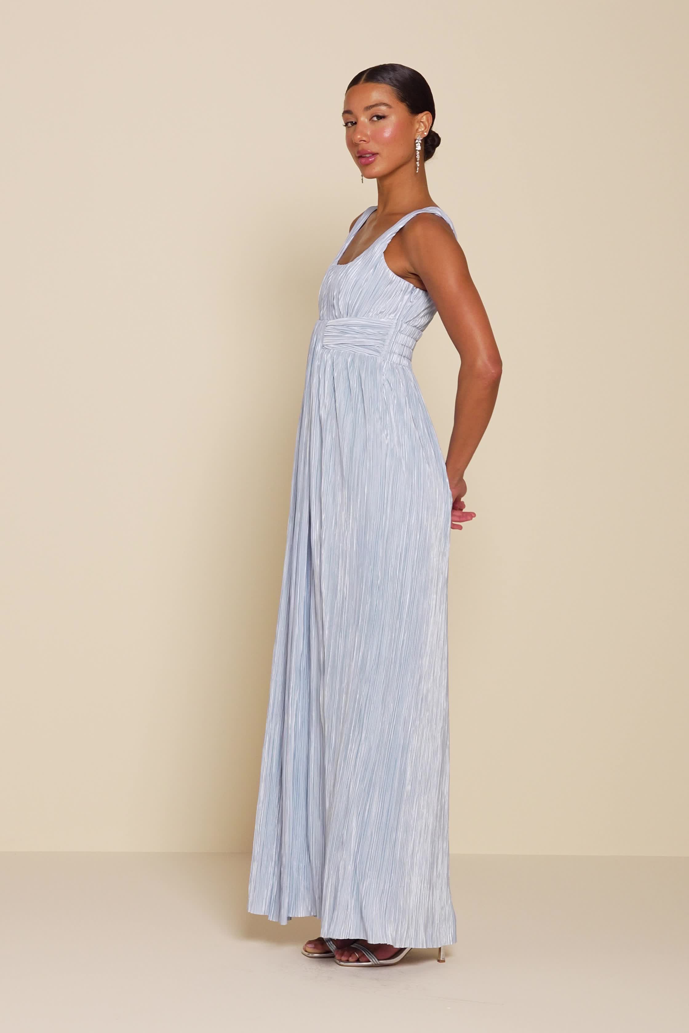 Olive Green Plisse Dress - Pleated Maxi Dress - Sash Maxi Dress