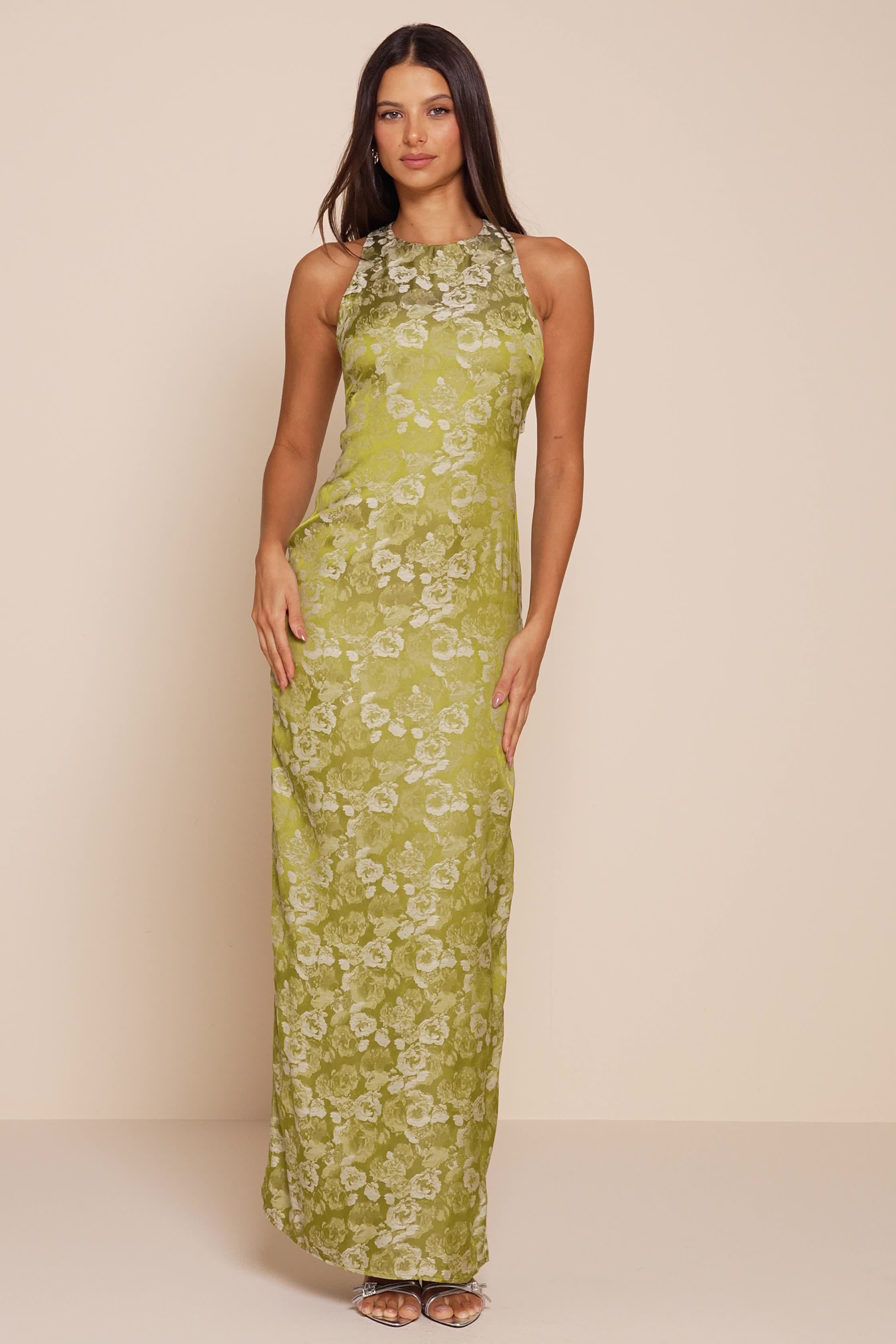 Chartreuse Floral Maxi Dress - Satin Maxi Dress - Cutout Dress - Lulus Chartreuse Floral Maxi Dress - Satin Maxi Dress - Cutout Dress - Lulus