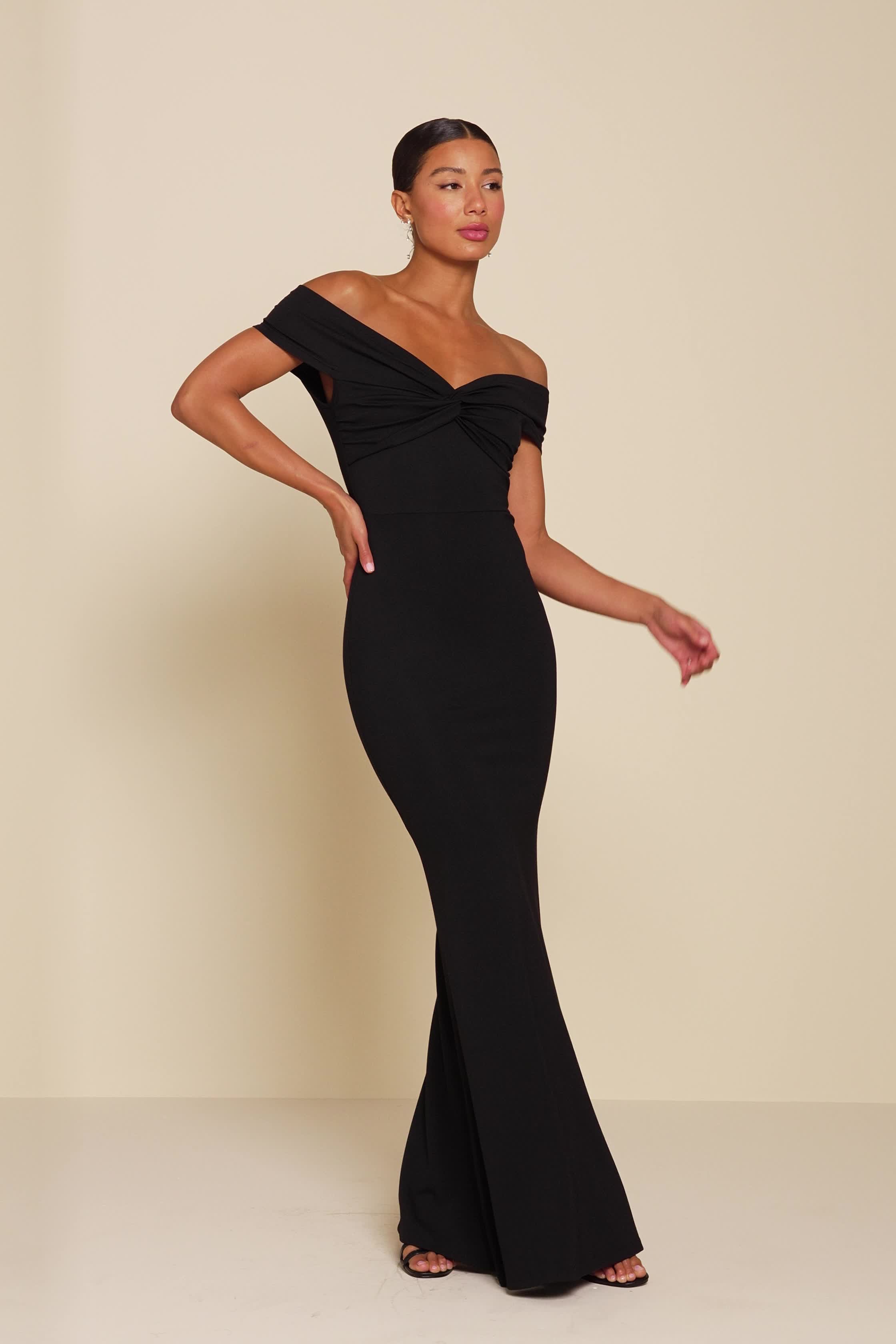 Black Maxi Dress - OTS Maxi Dress - Twist-Front Gown - Black Maxi