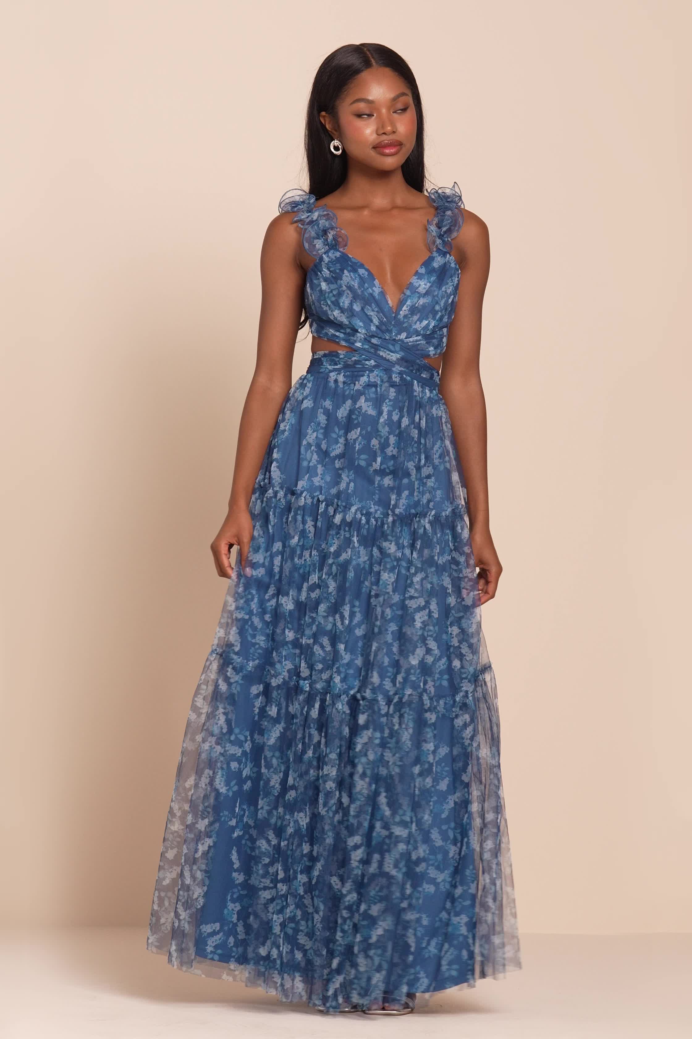 dress barn blue floral dress The Carmen Dress in Provencal Blue Floral 0 / Provencal Blue Floral main image 1