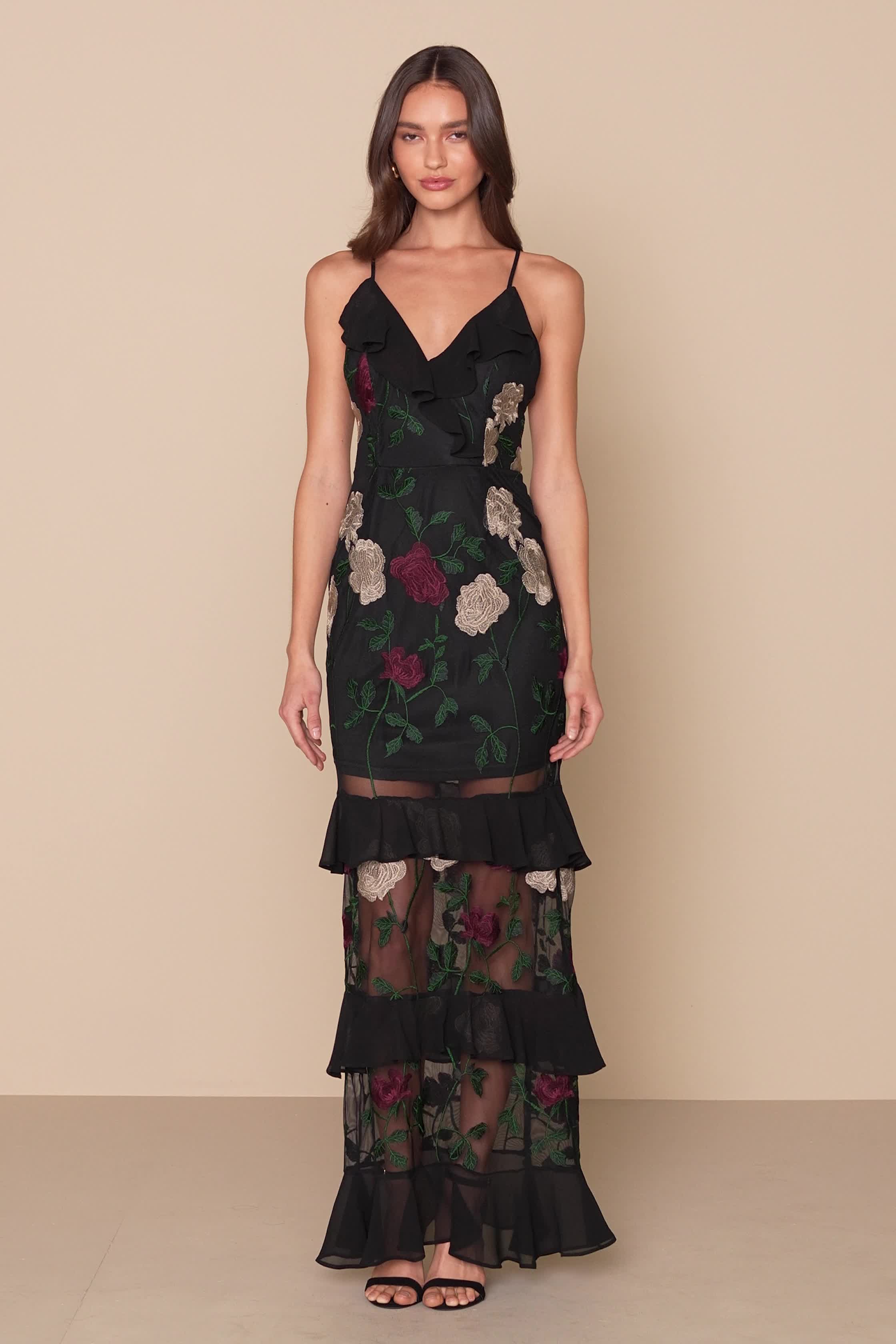 knee length dresses for ladies Mac Duggal 67942 Long Sleeve Formal Floral Dress