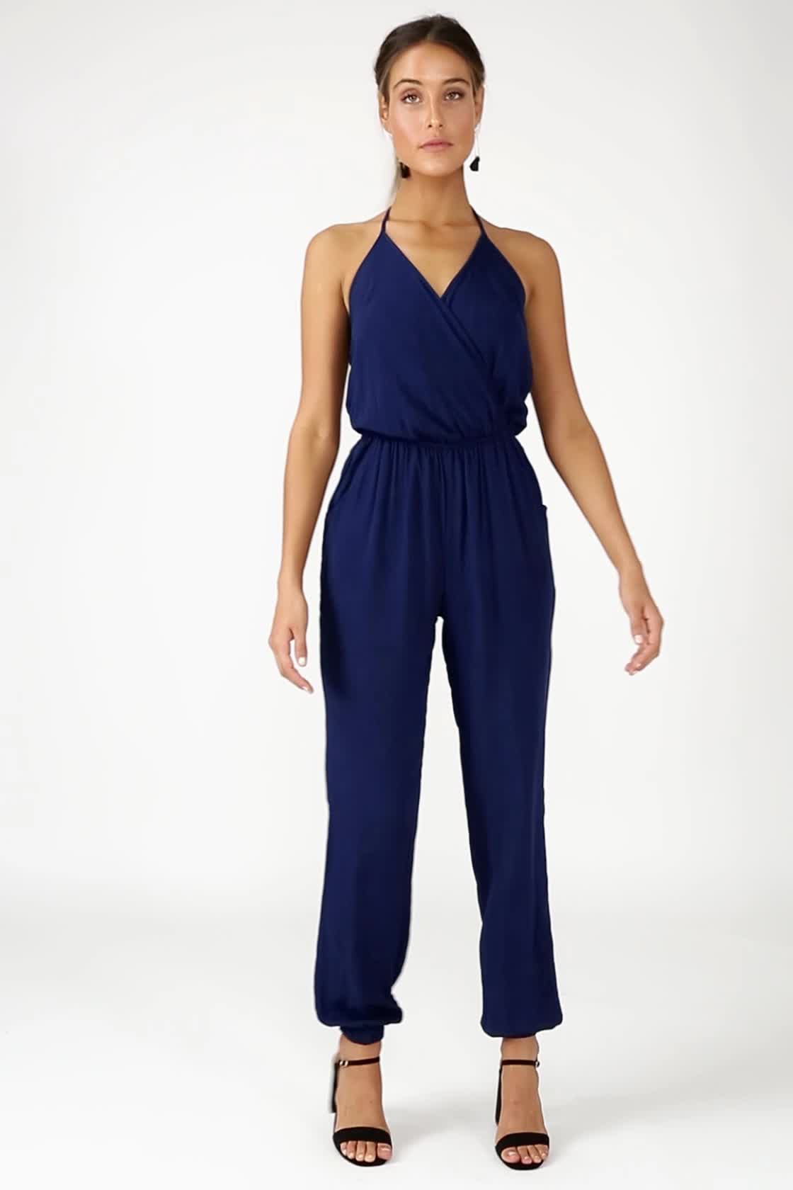 formal navy jumpsuit