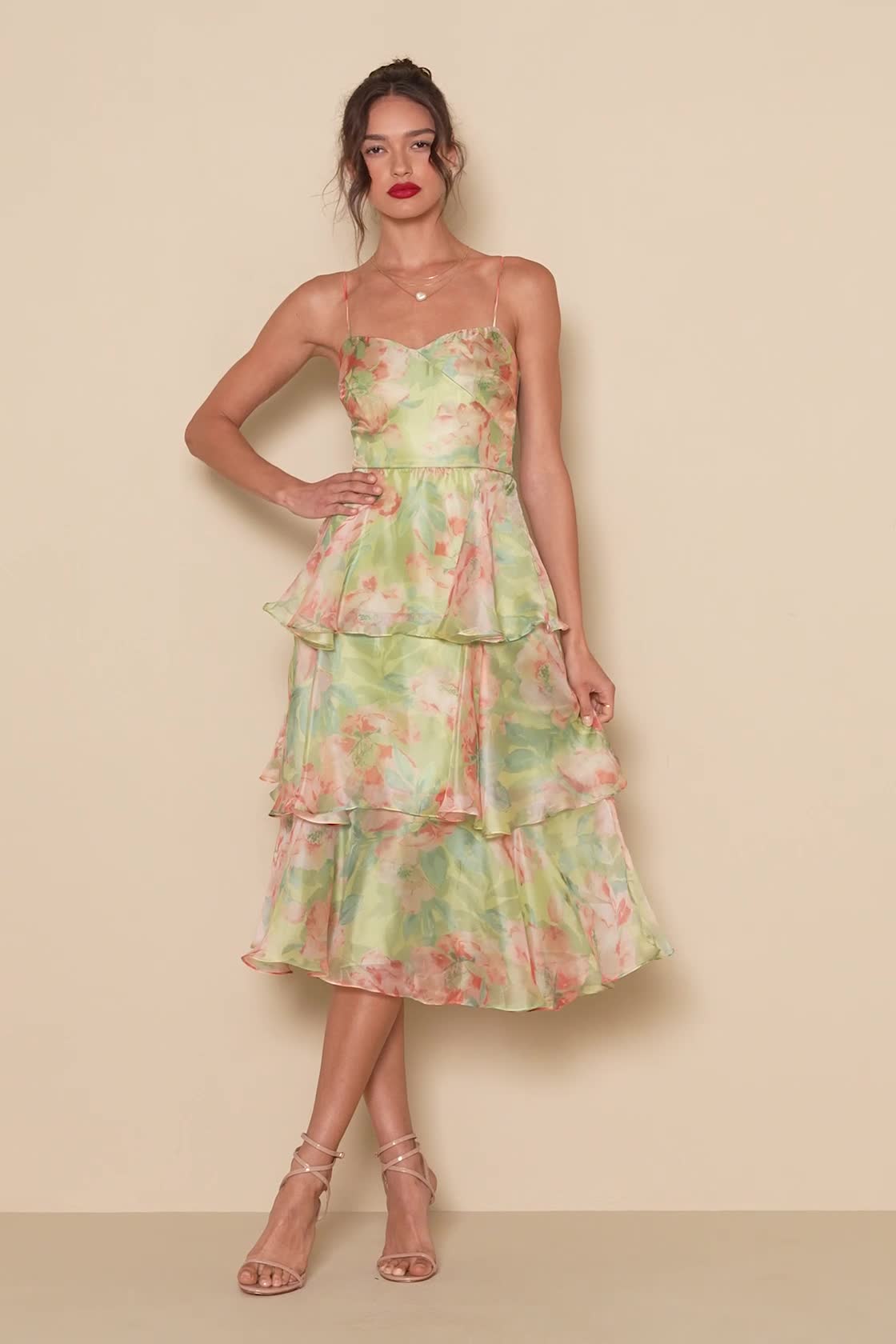 Light Blue Floral Midi Dress - Tiered Midi Dress - Floral Dress - Lulus