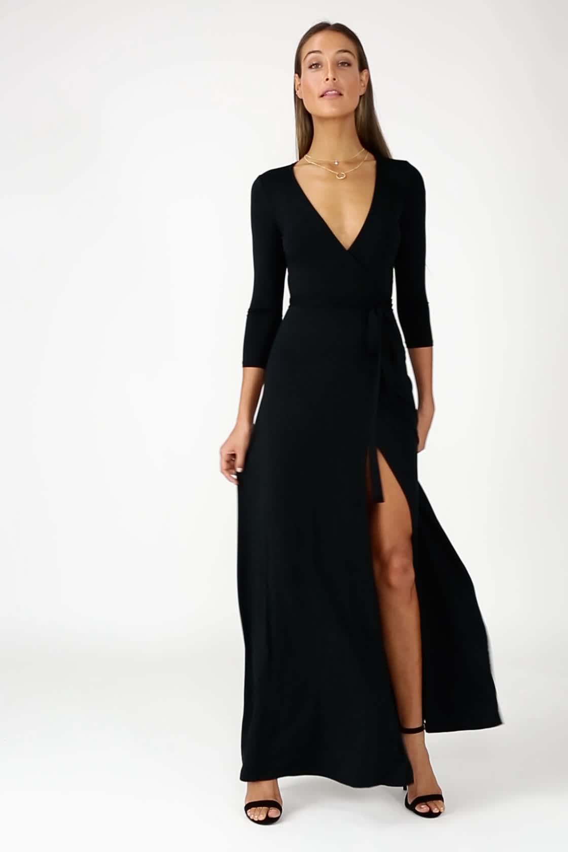 ladies black evening dress