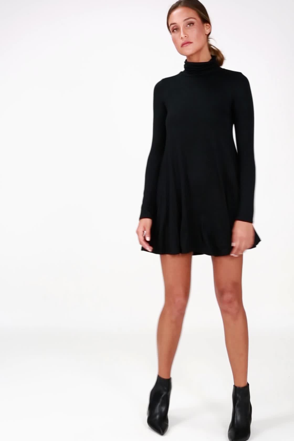 black turtleneck swing dress