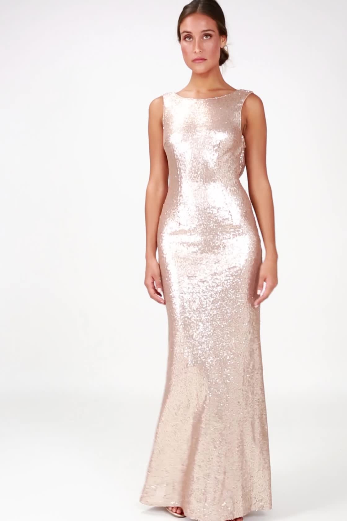 Second Take Sequin Maxi Dress - Rose Gold