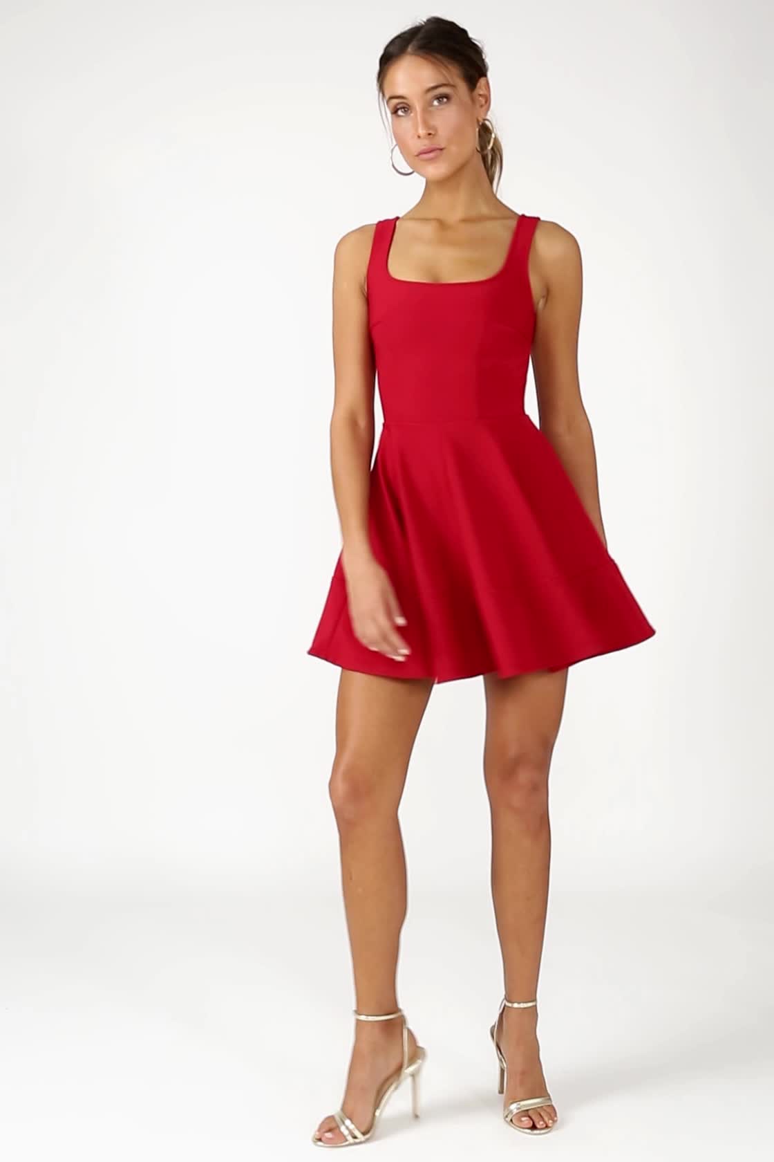 Pretty Red Skater Dress - Red Homecoming Dress